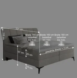 Komplettbett in Beige Chenillebezug - Tamba