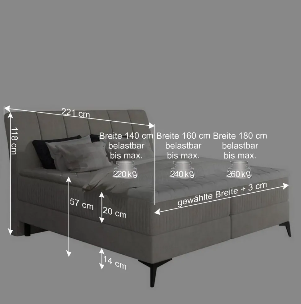 Komplettbett in Beige Chenillebezug - Tamba