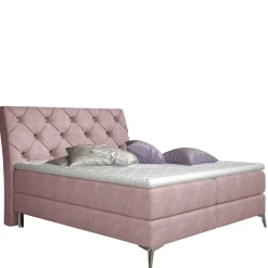 Komplettbett in Hellrosa Stoffbezug - Inabaros