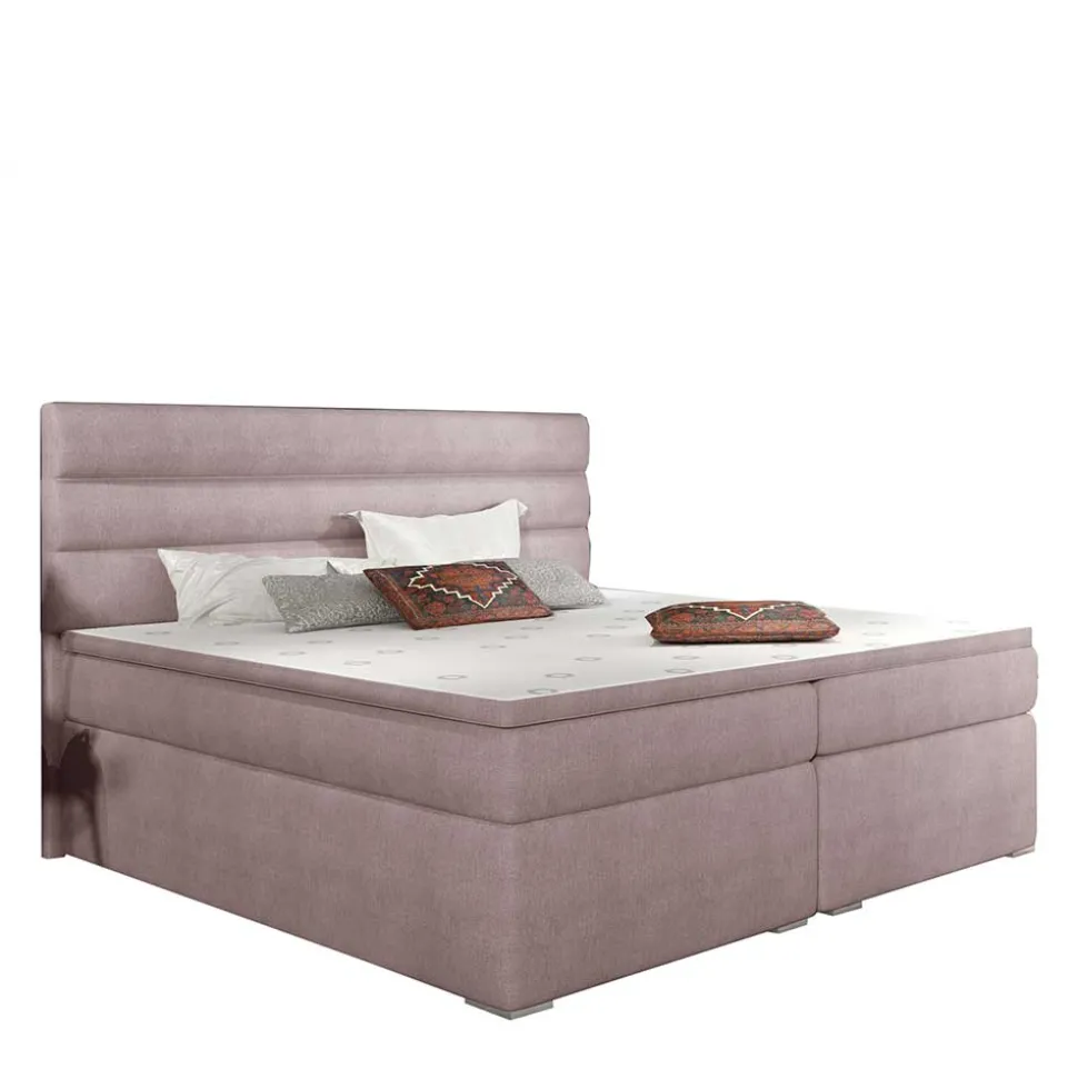 Komplettbett in Hellrosa Stoffbezug - Felictia