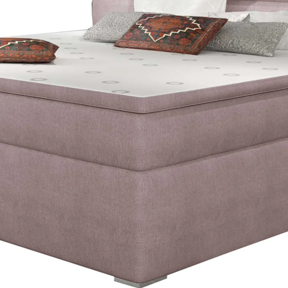 Komplettbett in Hellrosa Stoffbezug - Felictia