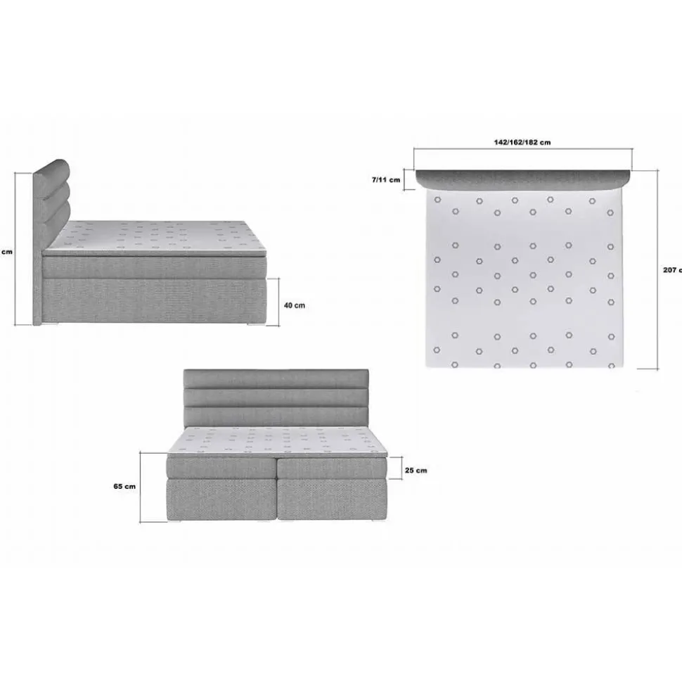 Komplettbett in Hellrosa Stoffbezug - Felictia