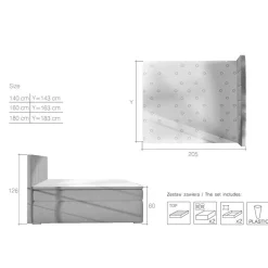 Komplettbett in Schwarzbraun Stoffbezug - Carbonaro