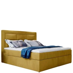 Komplettbett mit Samtbezug in Senfgelb - Sestron