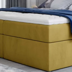 Komplettbett mit Samtbezug in Senfgelb - Sestron
