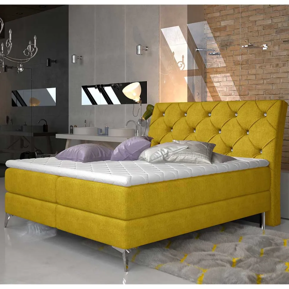 Komplettes Polsterbett in Currygelb - Seventy