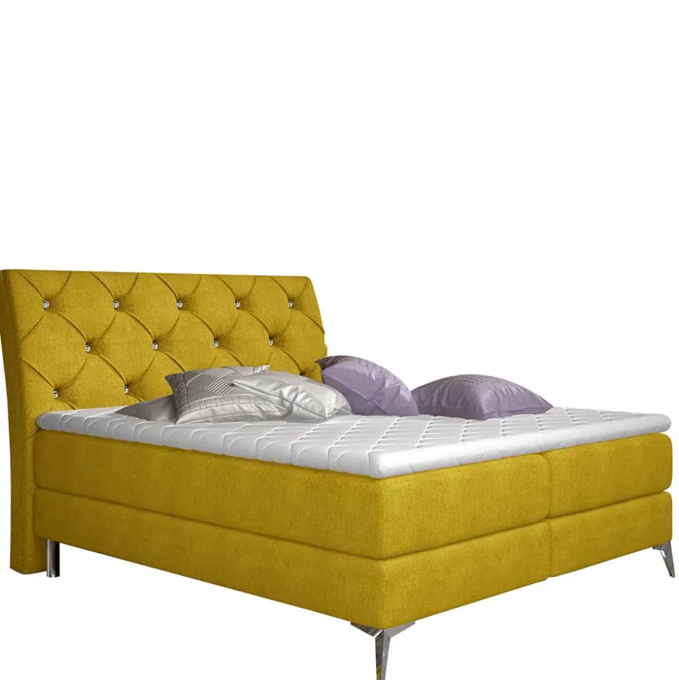 Komplettes Polsterbett in Currygelb - Seventy