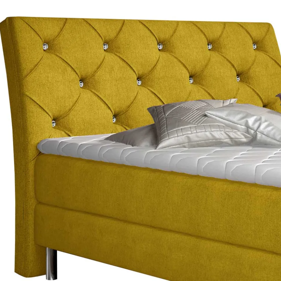 Komplettes Polsterbett in Currygelb - Seventy