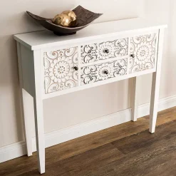 Konsolentisch in Antikweiß & Gold - Acacio