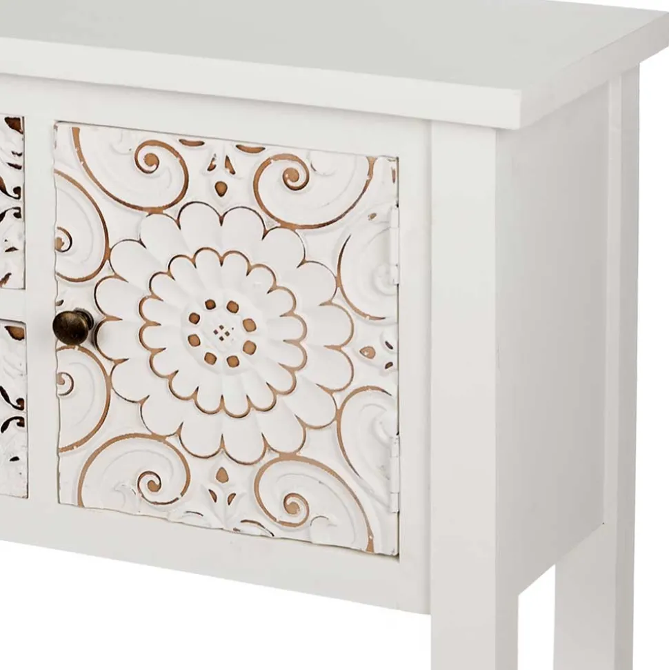 Konsolentisch in Antikweiß & Gold - Acacio