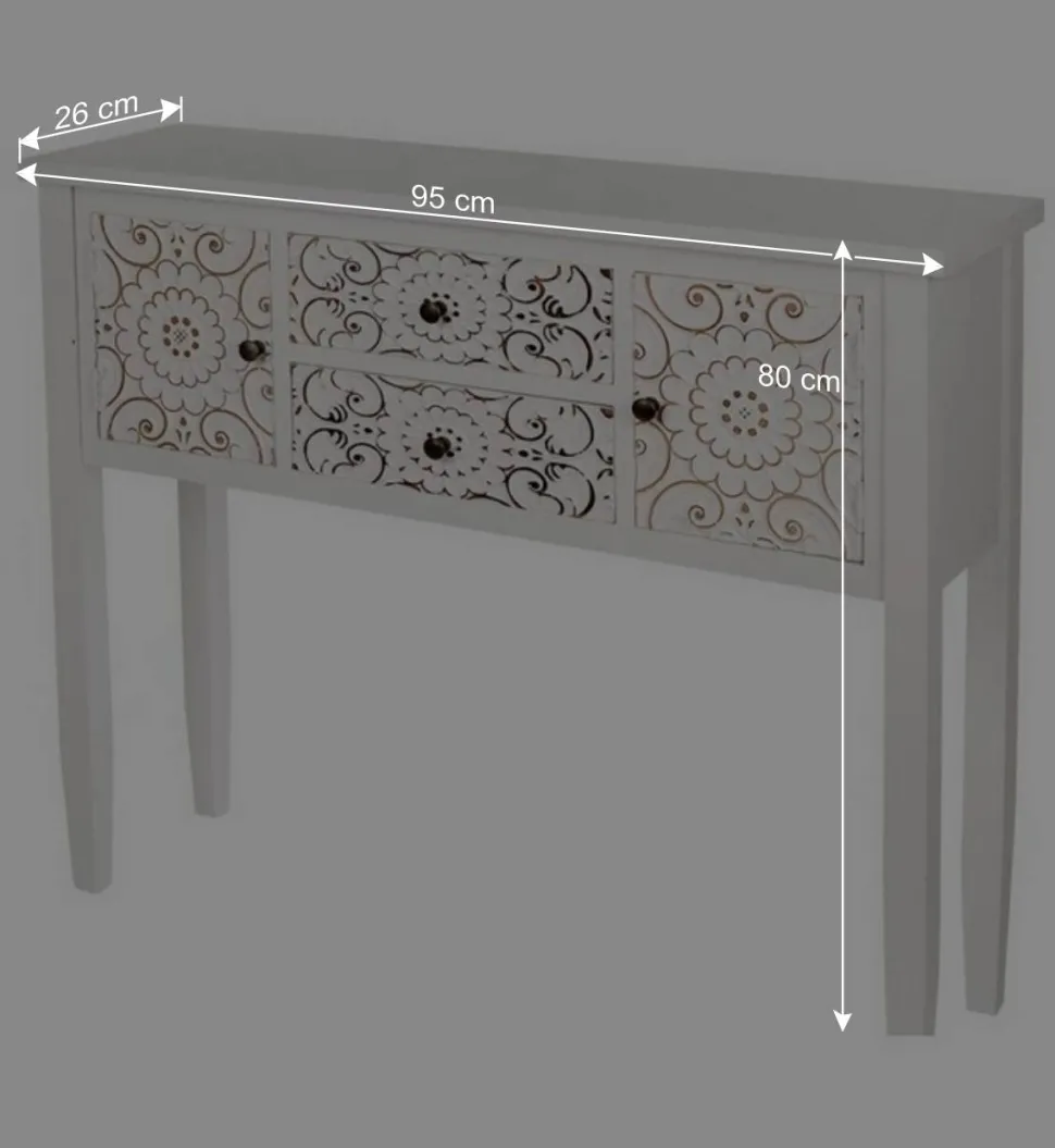 Konsolentisch in Antikweiß & Gold - Acacio