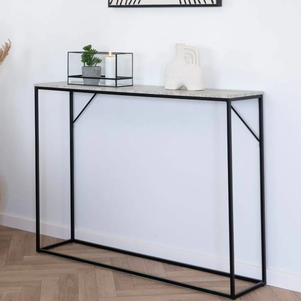 Konsolentisch in Marmoroptik Beigegrau - Chica