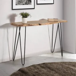 Konsolentisch mit Baumkante Holzplatte Akazie - Cornelys