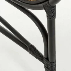 Kopfteil aus Rattan in Schwarz mit Geflecht - Aschau