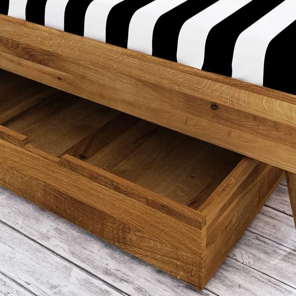 Kopfteilloses Wildeiche Ehebett mit Bettkasten - Eavy
