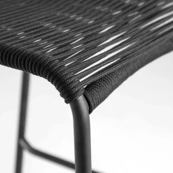 Kordel Geflecht Barstuhl in Schwarz - Dariana (4er Set)