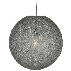 Kugel Hängelampe aus Flachsgewebe in Grau - Gioja