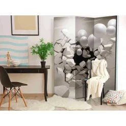 Kunst Motiv Paravent in Grau Weiß - Catalonia