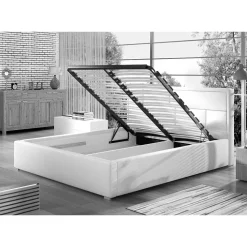 Kunstleder Doppelbett in Weiß - Vagos