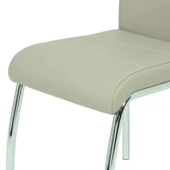 Kunstleder Essstuhl in Beige & Chrom - Jenna (Set)