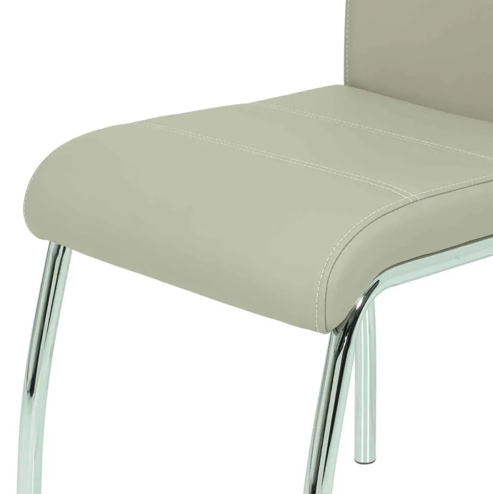 Kunstleder Essstuhl in Beige & Chrom - Jenna (Set)