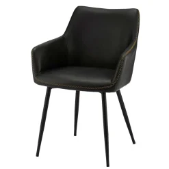 Kunstleder Esstischsessel in Schwarz - Oristano (2er Set)