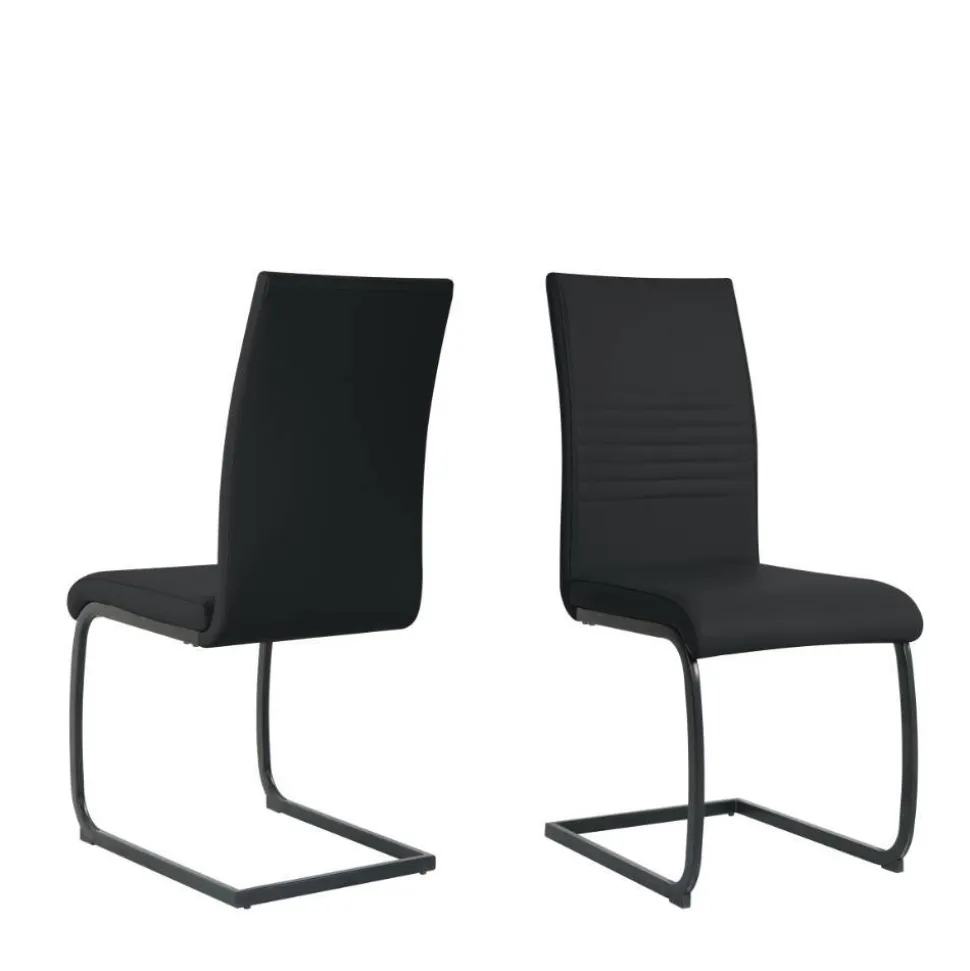 Kunstleder Freischwinger in Schwarz - Pencras (2er Set)