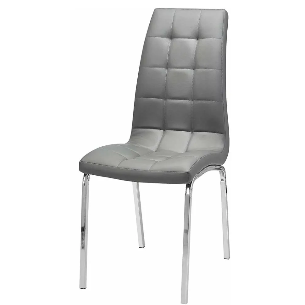 Kunstleder Küchenstühle in Grau - Alonso (2er Set)