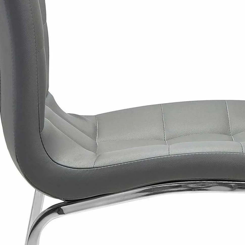 Kunstleder Küchenstühle in Grau - Alonso (2er Set)