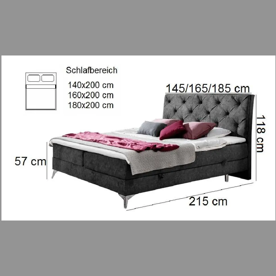 Kunstleder Komplettbett in Beige - Diamo