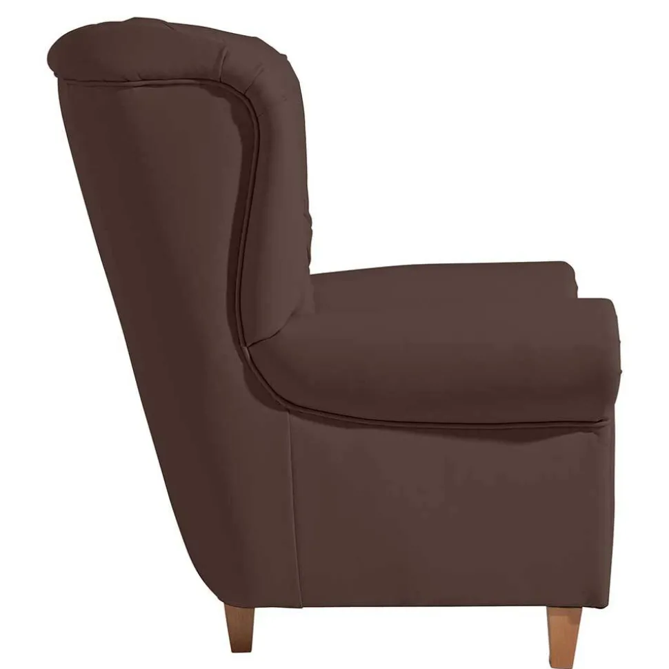 Kunstleder Ohrensessel in Braun - Ziller