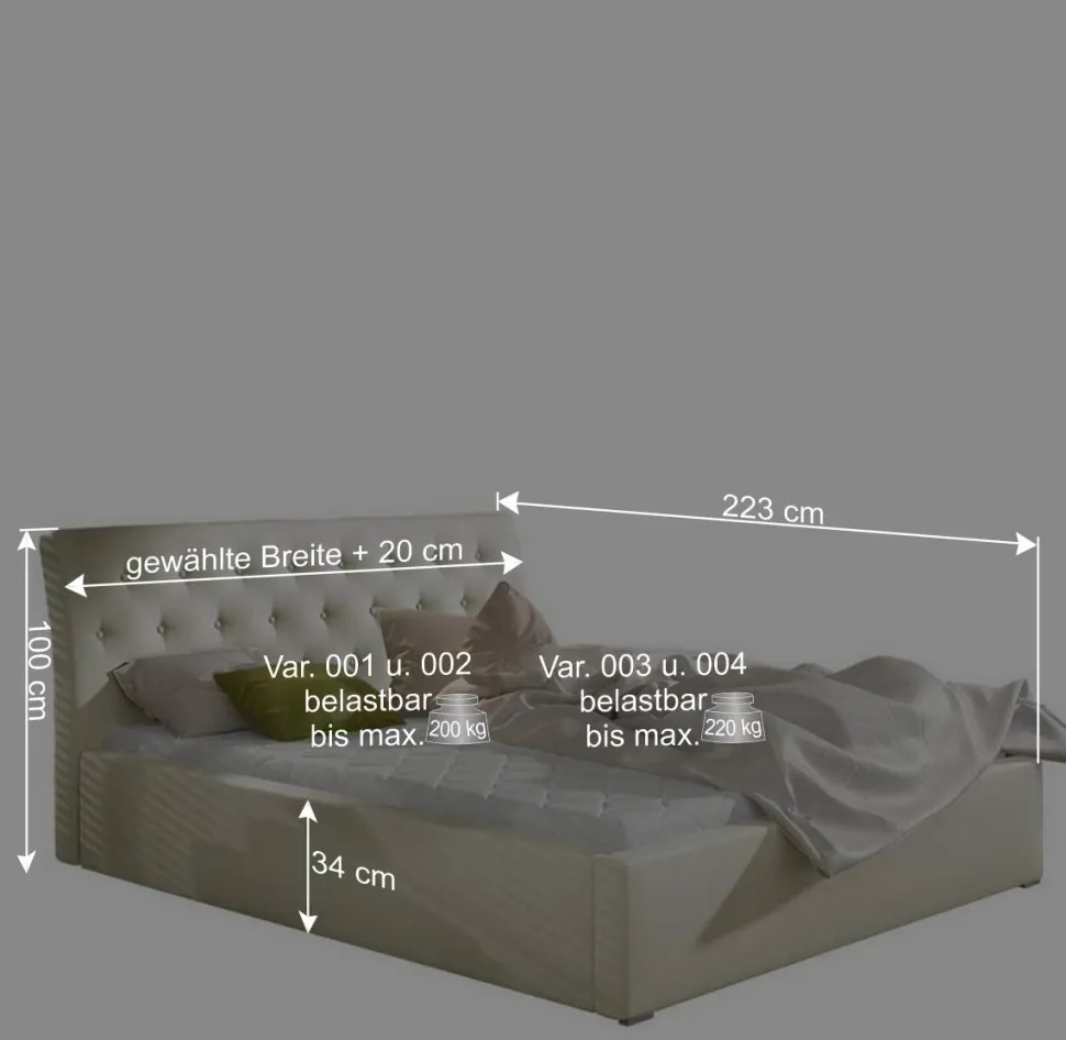 Kunstleder Polsterbett in Weiß - Compadro