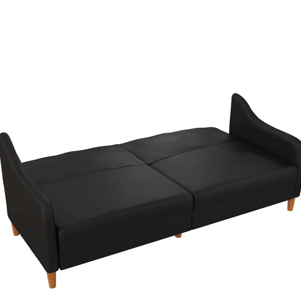 Kunstleder Schlafsofa in Schwarz - Marc