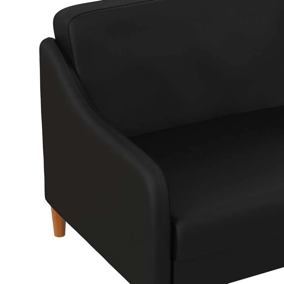 Kunstleder Schlafsofa in Schwarz - Marc