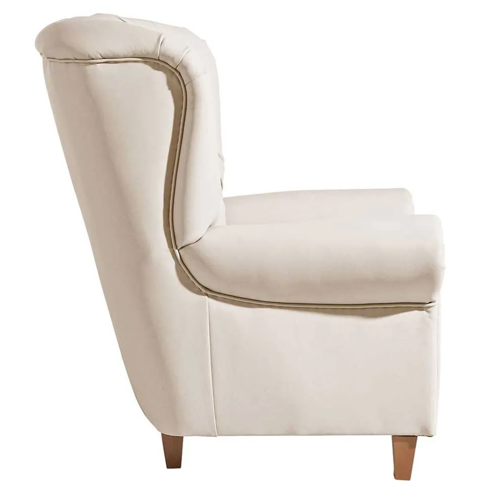 Kunstleder Wohnzimmersessel in Beige und Buche - That