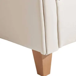 Kunstleder Wohnzimmersessel in Beige und Buche - That