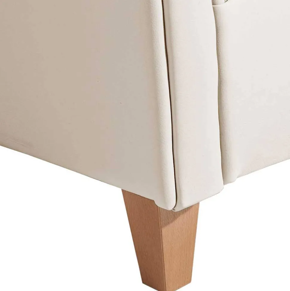 Kunstleder Wohnzimmersessel in Beige und Buche - That