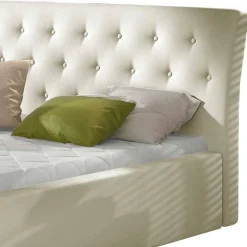 Kunstlederbett in Cremeweiß - Rongon