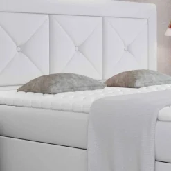 Kunstlederbett in Weiß mit Stauraum - Norman