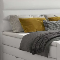 Kunstleder-Boxspringbett in Weiß - Basilius