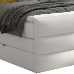 Kunstleder-Boxspringbett in Weiß - Basilius