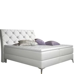 Kunstleder-Polsterbett in Weiß - Komplettbett - Cleo