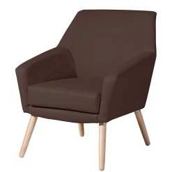 Kunstleder-Sessel in Braun und Buche Natur - Astina