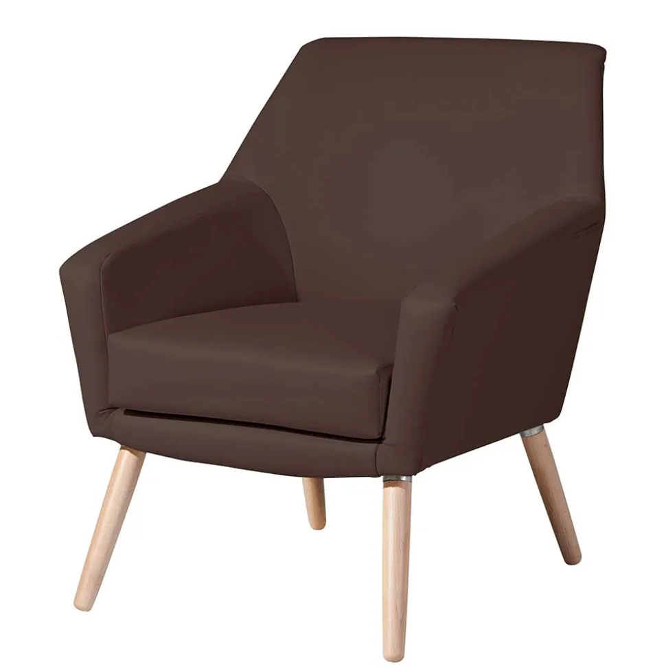 Kunstleder-Sessel in Braun und Buche Natur - Astina