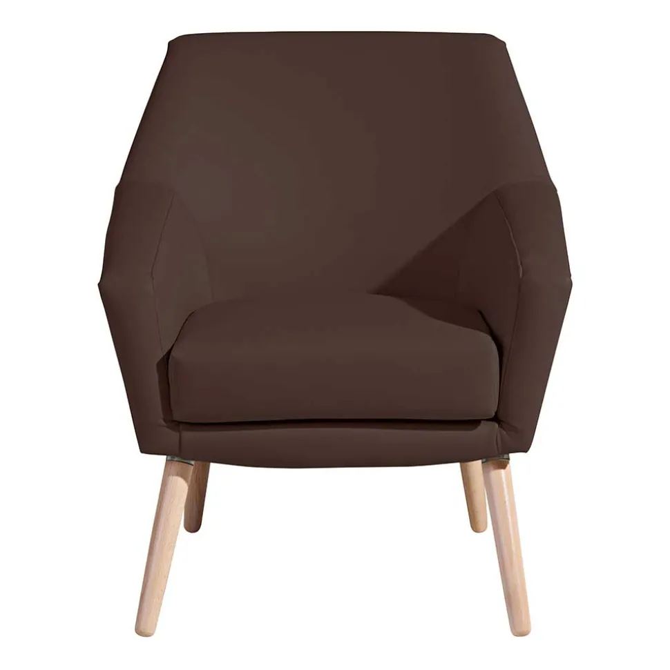 Kunstleder-Sessel in Braun und Buche Natur - Astina