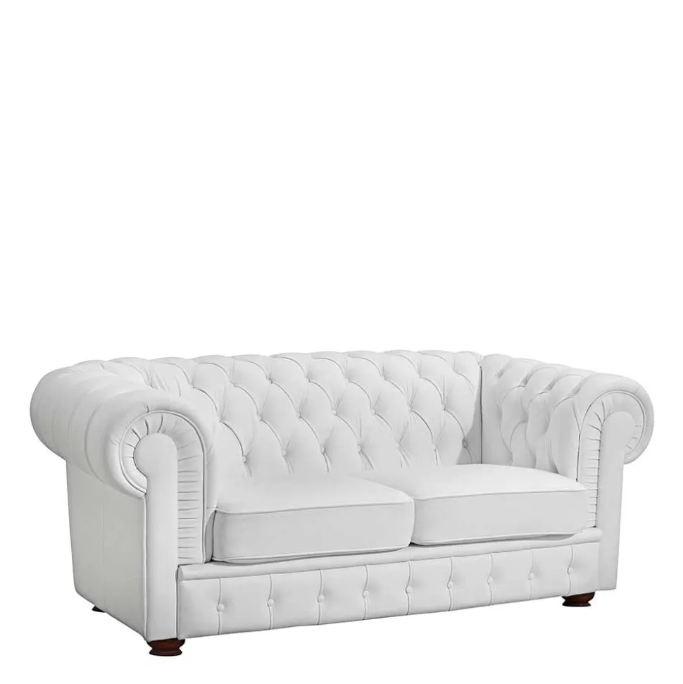 Kunstledersofa in Weiß - Chesterfield - Dossera