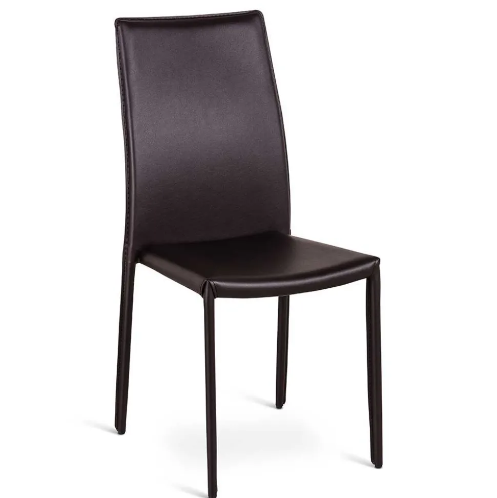 Kunstlederstuhl in Braun Badija als Stapelstuhl platzsparend (4er Set)