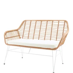 Kunstrattan Geflecht Bank in Natur & Weiß - Kerym