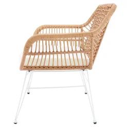 Kunstrattan Geflecht Bank in Natur & Weiß - Kerym