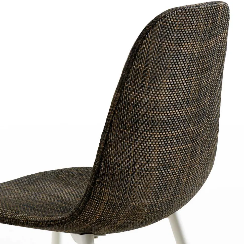 Kunstrattan Schalenstuhl in Braun Macorys mit Stahl Gestell Weiß (4er Set)